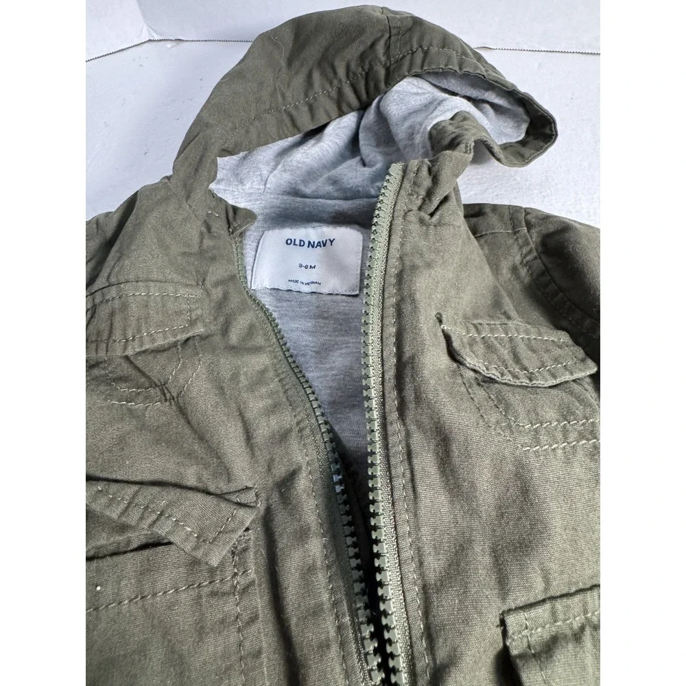 Old Navy infant spring/fall Utility Military Jacket Boys Olive Green Sz 3-6‎ Mo